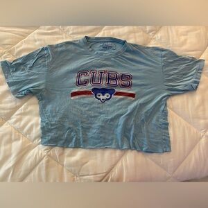 Red Jacket Blue Cubs Crop Top